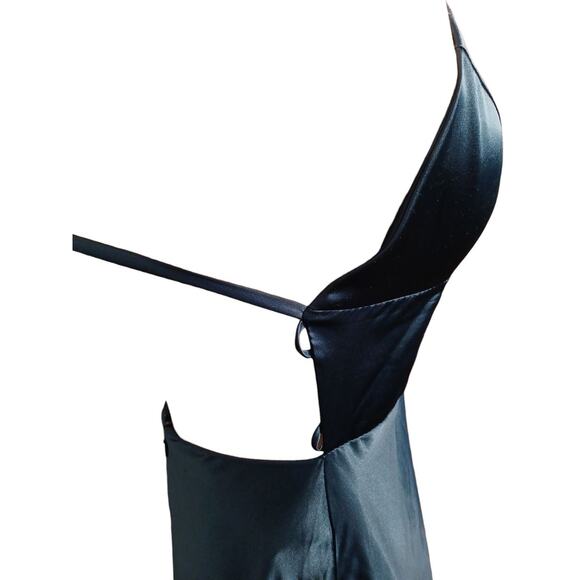 Cicinia Satin Formal Maxi Dress Prom XS Teal Elegant Spaghetti Strap NEED REPAIR - Picture 9 of 16